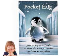Générique Cadeaux de poche en forme d'animaux, mini-cadeaux en résine avec cartes de vœux, adorables jouets, carte souvenir inspirante pour un geste réconfortant, pour tous les âges (Pingouin)