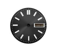 Générique Cadran de Montre à Double Calendrier 28.5mm, Cadrans Lumineux Vert, Accessoires Modification for Mouvement NH36/4R/7S(Schwarz)
