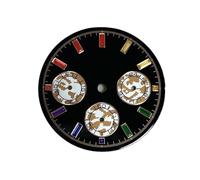 Générique Cadran de Montre chronographe Style VK63, 29.5mm, Mouvement à Quartz, pièces Mod universelles, Lume Verte créative, Anneau Compteur chronomètre(A4 Colorful Rose)