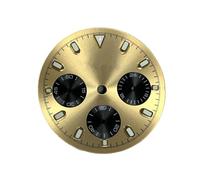 Générique Cadran de Montre chronographe Style VK63, 29.5mm, Mouvement à Quartz, pièces Mod universelles, Lume Verte créative, Anneau Compteur chronomètre(A2 Gold Black)