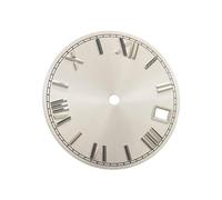 Générique Cadran de Montre de 28,5 Mm avec Calendrier, Chiffres Romains, pour Mouvement NH35. Accessoire de Réparation et de Modification, Argent Blanc