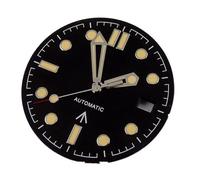 Générique Cadran ondulé 31mm, Aiguilles adaptées for NH35A ETA 2824 PT5000 ST21308215 821A DG2813 3804, Cadran Lumineux de Date Mouvement(H White-Black,NH35 Dial)