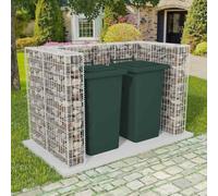 Générique Cadre à Gabion de Poubelle Double Acier 180 x 100 x 120 cm, Maison & Jardin, Produits ménagers, Accessoires pour conteneurs à déchets, Cache-conteneurs à déchets, Argent, (Poids 33.4KG)