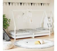 Générique Cadre de lit Enfant Blanc 80x200 cm en Bois de pin Massif, lit cabane avec Lattes Robustes, Design Bas pour accès Facile, Matelas Non Inclus