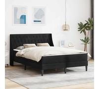 Générique Cadre de lit Moderne Velours Noir 120x190 cm avec Matelas Mousse Inclus, Design à Lattes Fixe, Pieds en Plastique, Entretien Facile