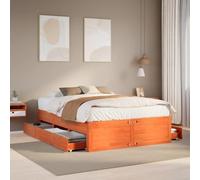 Générique Cadre de lit sans Matelas avec tiroirs Brun Cire 150x200 cm pin,Meubles, Lits & Accessoires, Lits & Cadres de lit, Brun (Poids 50KG)