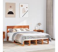 Générique Cadre de lit sans Matelas Cire Marron 140x190cm Bois pin Massif,Lits & Cadres de lit,37KG-3302317