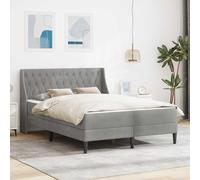 Générique Cadre de lit Velours Gris Clair 140x190 cm avec Matelas Mousse Inclus, Design Moderne à Lattes Fixes, Pieds Noirs tournés, Entretien Facile
