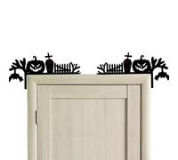 Générique Cadre de Porte Halloween 23x19.5cm - Château de Sorcière en Bois & Panneau de Coin Cimetière | Décorations de Porte & Fenêtre Autocollantes pour fête hantée