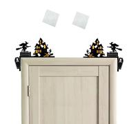 Générique Cadre de Porte Halloween 23x19.5cm - Château de Sorcière en Bois & Panneau de Coin Cimetière | Décorations de Porte & Fenêtre Autocollantes pour fête hantée