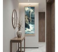 Générique Cadre Decoration Murale Nautique Phare Grande Impression Sur Toile Grunge Océan Image Sur Toile Horreur Flots Salon Chambre Poster Mural Prêt Accrocher 60x180 cm