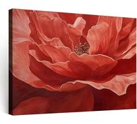 Générique Cadre en Bois Impression sur Toile Decoration Murale Peinture 120x60 cm, Tableaux Decoratifs Muraux Grand Moderne Déco Chambre Salle à Manger Couloir - Pétales de Rose Rouge Floral