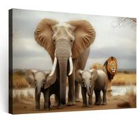 Générique Cadre en Bois Impression sur Toile Decoration Murale Peinture 40x30 cm, Tableaux Decoratifs Muraux Grand Moderne Déco Bureau Bureau Salon - Éléphant Naturel Africain Animaux