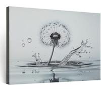 Générique Cadre en Bois Impression sur Toile Decoration Murale Peinture 90x60 cm, Tableaux Decoratifs Muraux Grand Moderne Déco Chambre Salle de Bain Bureau - Pissenlit Abstrait Botanique Floral
