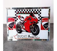 Générique cadre photo moto ducati en verre, support, idée cadeau, maison et déco, accessoire, salon, chambre, bureau, brillance, décor, cadre,