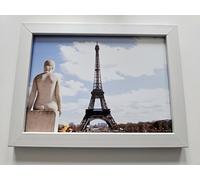 Générique Cadre Photo Paris avec Vue sur la Tour Eiffel, Décoration Murale, 13 x 18 cm, Blanc
