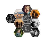 Générique Cadre Photo Personnalisé Pele Mele Cadre photo Mural Acrylique Hexagonal, Tableau Famille Personnalisable, Peut être Collé sur le Mur, pour Galerie, Décorations Murale
