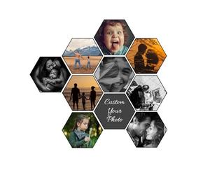 Générique Cadre Photo Personnalisé Pele Mele Cadre photo Mural Acrylique Hexagonal, Tableau Famille Personnalisable, Peut être Collé sur le Mur, pour Galerie, Décorations Murale