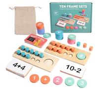 Générique Cadres - Bois éducatif Un Jeu de mathématiques à Cadres | Addition Soustraction Jouets avec Compteurs Numéros Disques Cartes Sac de Rangement Portable pour Maternelle Élémentaire 1ère