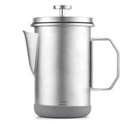 Générique Cafetière à piston française 1L Pot café en acier inoxydable avec poignée repliable Kettle de camping Infusez un riche et corsé tout moment Utilisation sur plaque cuisson Facile