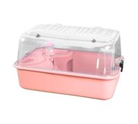 Générique Cage d'exercice Portable pour Hamster, Hérisson et Souris, avec Couvercle Transparent. Accessoires pour Petits Animaux de Compagnie. Transporteur, Rose