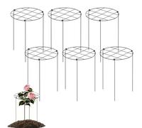 Générique Cage et Support pour Pivoine, Lot de 6 Tuteurs pour Plantes Plante de Support Anneaux en Métal, Tuteur pour Plantes Grimpantes avec Pieds pour Pivoine, Rose, Tomate, Orchidée (Carré)