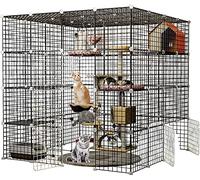 Générique Cage pour Chat Extra Large, Cage d'intérieur avec bac à litière, Cage Pliable, Cage en Fil de Fer, Cages pour Petits Animaux, Cage Portable pour Cochon d'Inde (Jaune c)