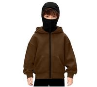 Générique Cagoule à Capuche Unisexe pour Enfants garçons Filles Fermeture éclair avec Masque Facial légère Manches Longues Fantaisie athlétique Coupe-Vent décontracté Chaud