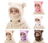 Générique Cagoule d'hiver Thermique pour Enfants 3-10 Ans Multifonction Coupe-Vent Réglable Écharpe de Ski Bonnet en Polaire Chaude Casquette Tour de Cou écharpe pour Garçons Filles