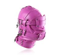 Générique Cagoule en cuir intégrale avec rivets amovibles et cordon réglable, idéale pour les fêtes et les bals masqués-FRRT08 (Rose, Court)