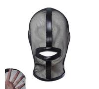 Générique Cagoule intégrale transparente en maille noire, masque de fête ajustable et respirant, adapté aux costumes d'Halloween-FRRT06 (Noir)