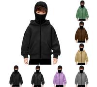 Générique Cagoule Noire Enfant 3 Ans Cagoule Fille Fermeture Éclair avec Masque Facial Veste À Capuche Coupe