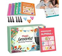Générique Cahier d'Écriture,Feuille d'Apprentissage à Rainures Réutilisable | Livre de Pratique d'Écriture avec Aides à la Prise,pour Tracé Maternelle Tout-Petit Préscolaire Filles et