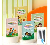 Générique Cahier d'Écriture Magique pour - Livres d'Écriture Rainurés pour,Cahiers d'Exercices pour Apprendre à Écrire Lettres avec Guidage Calligraphie 1 Set 3-8 Ans