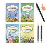 Générique Cahiers d'Écriture Guidés,Cahiers d'Exercices Réutilisables | Pratique d'Écriture avec Rainures pour Contrôle du Stylo - pour Enseignants Garçons Tout-Petits Maternelle École Maison