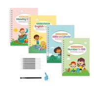 Générique Cahiers Magiques pour | Livres d'Écriture Rainurés pour - 1 Lot de Cahiers de Calligraphie Guidée Apprentissage Écriture Maternelle Préscolaire 3-8 Ans
