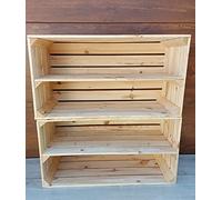 Générique Caisses en Bois 75x40x30 cm - 2, 3 ou 4 étagères - Rangement Chaussures et Objets - Effet Naturel ou brûlé - Style Robuste et décoratif (Naturel 2, 2)