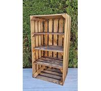 Générique Caisses en Bois 75x40x30 cm - 2, 3 ou 4 étagères - Rangement Chaussures et Objets - Effet Naturel ou brûlé - Style Robuste et décoratif (Court 3, Effet brûlé)