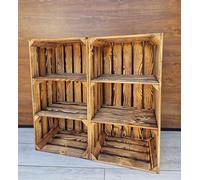 Générique Caisses en Bois 75x40x30 cm - 2, 3 ou 4 étagères - Rangement Chaussures et Objets - Effet Naturel ou brûlé - Style Robuste et décoratif (Effet brûlé 1, 2)
