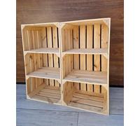 Générique Caisses en Bois 75x40x30 cm - 2, 3 ou 4 étagères - Rangement Chaussures et Objets - Effet Naturel ou brûlé - Style Robuste et décoratif (Naturel 1, 2)