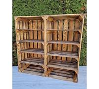 Générique Caisses en bois 75x40x30 cm - 2, 3 ou 4 étagères - Rangement chaussures et objets - Effet naturel ou brûlé - Style robuste et décoratif (court 4 2 boîtes, Effet brûlé)