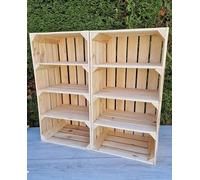 Générique Caisses en Bois 75x40x30 cm - 2, 3 ou 4 étagères - Rangement Chaussures et Objets - Effet Naturel ou brûlé - Style Robuste et décoratif (Court 3 2 boîtes, Naturel)
