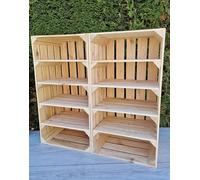 Générique Caisses en Bois 75x40x30 cm - 2, 3 ou 4 étagères - Rangement Chaussures et Objets - Effet Naturel ou brûlé - Style Robuste et décoratif (Court 4 2 boîtes, Naturel)