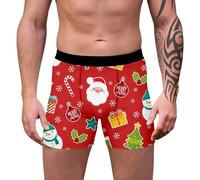 Générique Caleçon De Noel - Caleçon Noel sous-vêtements mi-Longs imprimés de Dessins animés pour Plus de Confort et de Style (Red S)