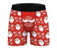 Générique Caleçon Homme Noël Boxer de Noël pour Homme avec Imprimé Amusant Rigolo Noel Caleçon Microfibre Shorty Transparent sous-Vêtements Calecon Saint Valentin Tenue Pere Noel Cadeau Shorts