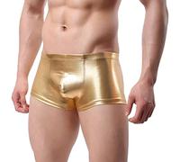 Générique CaleçOn Homme Sexy éRotique,Boxers à Angle Plat Peints en Faux Cuir Sexy AméLiorant Les Slips à Quatre (Yellow M)