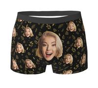 Générique Calecon Personnalise Homme-Caleçon Personnalisé avec Photo Drôles Visage,Cadeau Personnalisé Homme pour Noël, Cadeau Saint Valentin,Anniversaire Light Yellow XL