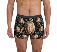 Générique Calecon Personnalise Homme Photo avec Le Visage Nouveauté Modèle Boxer Personnalisé Homme sous-vêtement Drôles de Noël Saint-Valentin pour Petit Ami