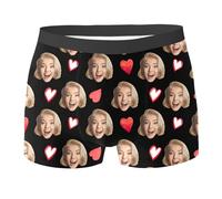 Générique Calecon Personnalise Homme Photo, Caleçon Homme Visage De Femme Personnalisée Boxers Original Drôles Imprimé sous-Vêtements Saint-Valentin Cadeau Anniversaire pour Petit Ami