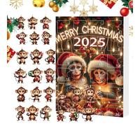 Générique Calendrier De L'Avent 2025-24 Décorations d'arbre De Noël en Forme De Singe | Décorations De Noël À Suspendre 2D, Idéales pour La Maison, Le Bureau, Les Fêtes Et Les Cadeaux De Noëll.